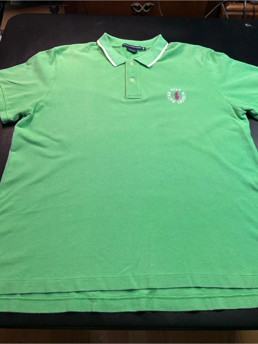 Ralph Lauren Bright Green Polo with White-Trim Collar